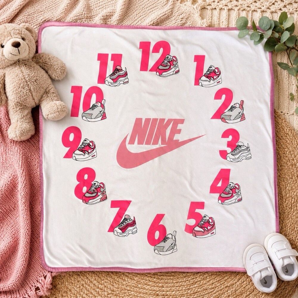 Nike Baby Milestone Blanket Pink Air Max Sneakers Numbers 1-12 Blanket Only